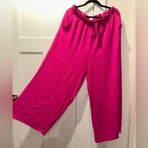 Chic Soul Wide Leg Drawstring Pants - Hot Pink